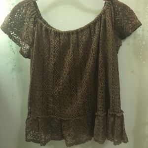 Belle Du Jour Green Lace Off The Shoulder Top